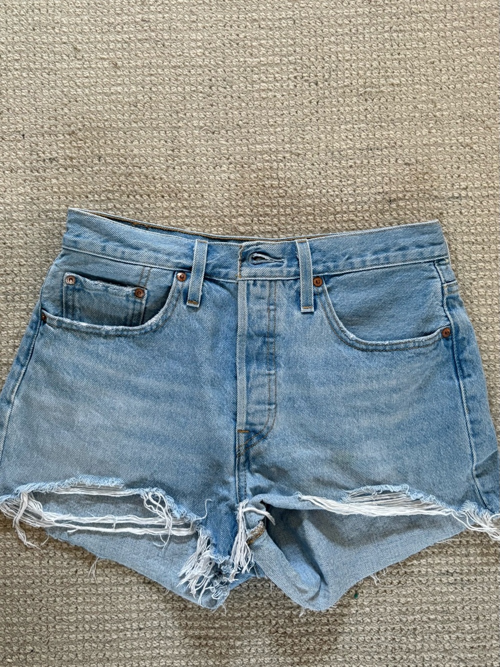 Levi's Light Blue Distressed Denim Shorts